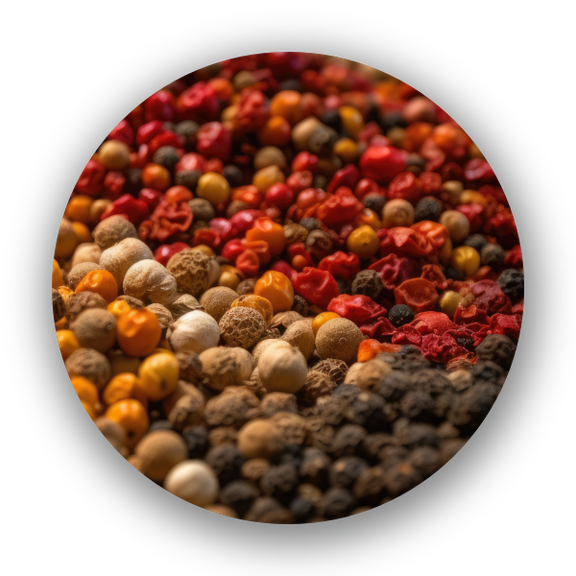 Pfeffer; Pefferkörner; Bunter Pfeffer; Szechuan; Kampott; Malaba; Telly Cherry; schwarz; grün; rot